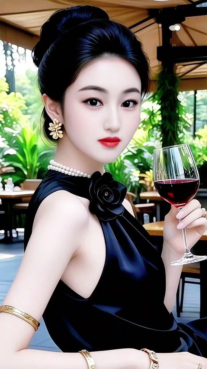轻奢气质女人味 黑裙魅力 精致妆容 红酒佳人 优雅永不过时