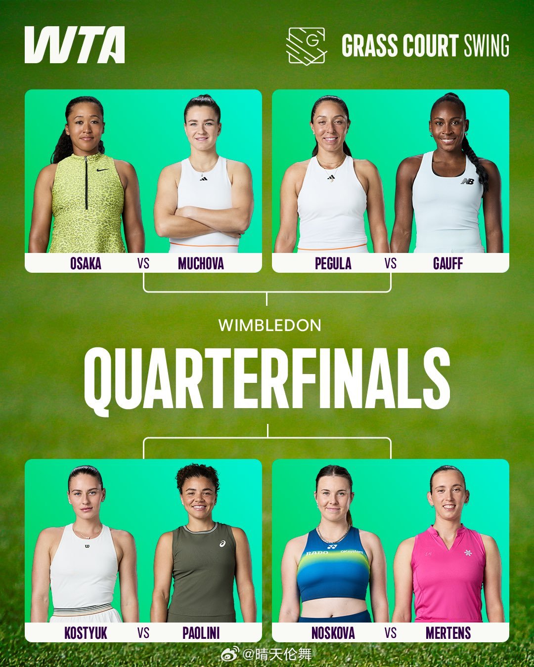 温网2026 女单八强对阵【14】大坂直美🇯🇵 vs 【10】穆霍娃🇨🇿