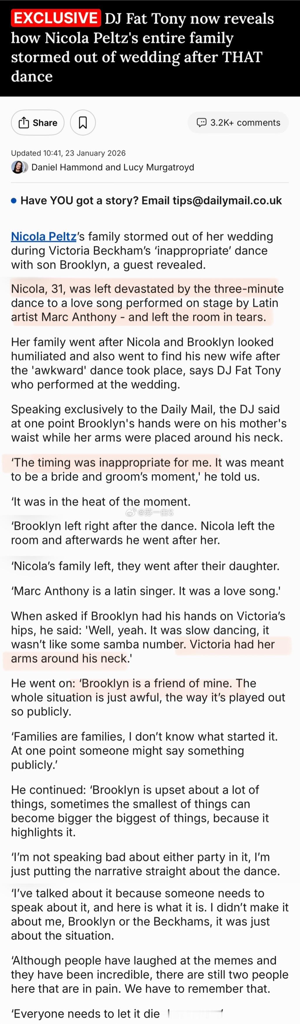 一位名叫Fat Tony的DJ（有说他正是布鲁克林婚礼的DJ，有说他只是现场嘉宾