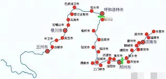 看黄河边上，流域分布有这么多座城市，说是我们的母亲河都不为过。

因为黄河养育了