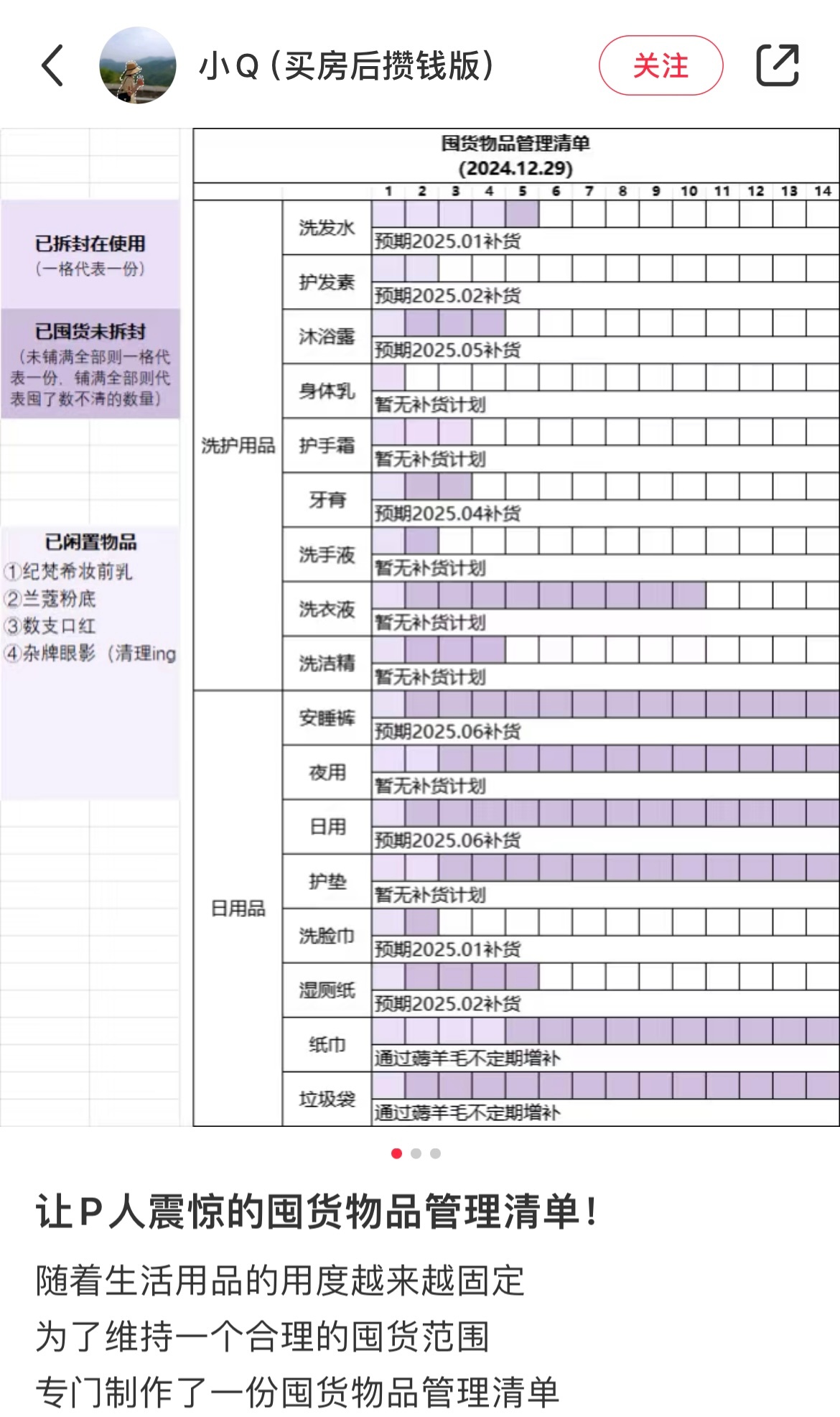 让p人震惊的囤货管理清单 