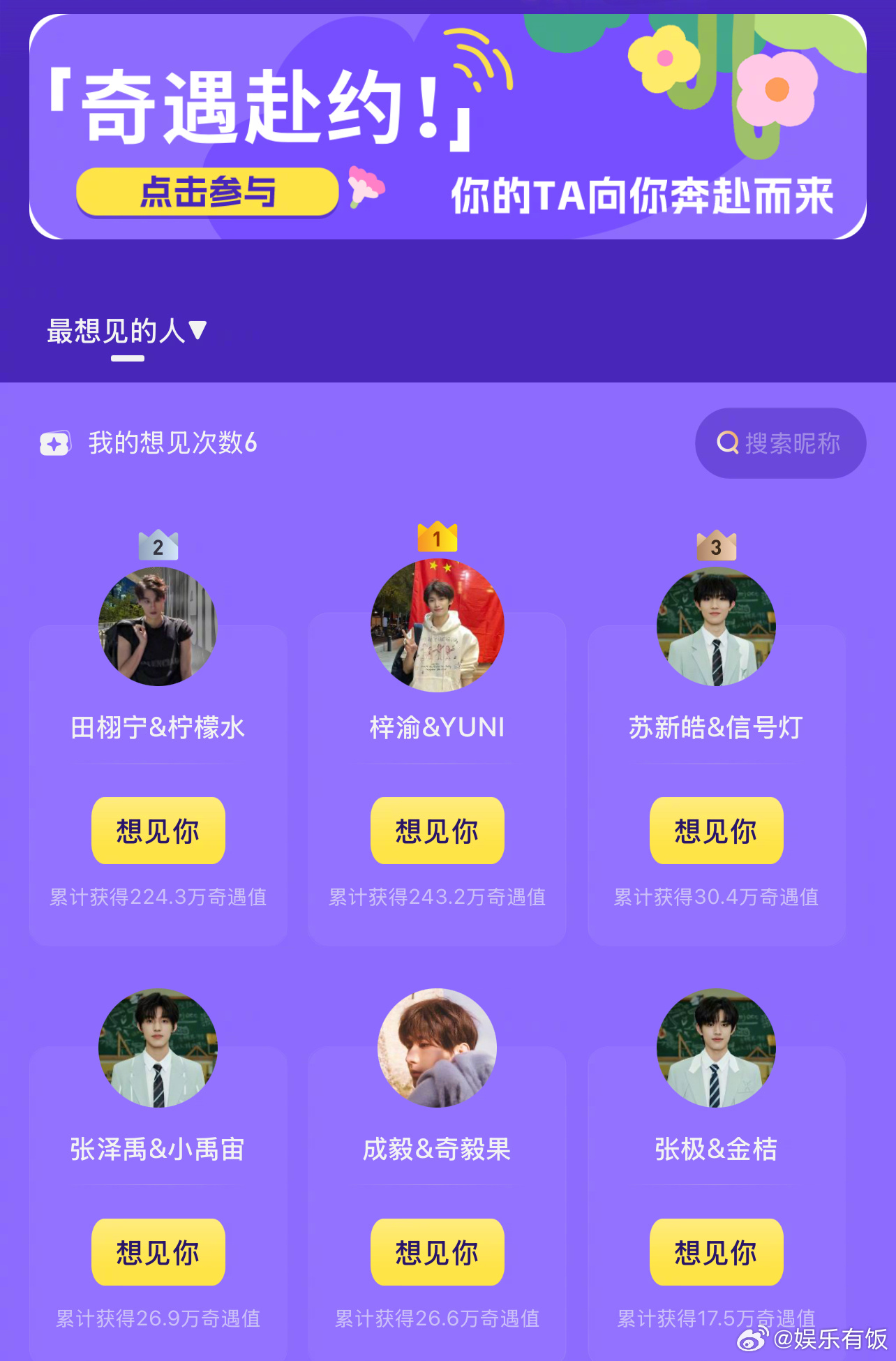 微博奇遇记最想见TOP12 截至目前微博奇遇记 最想见的TOP12！看得出来大家