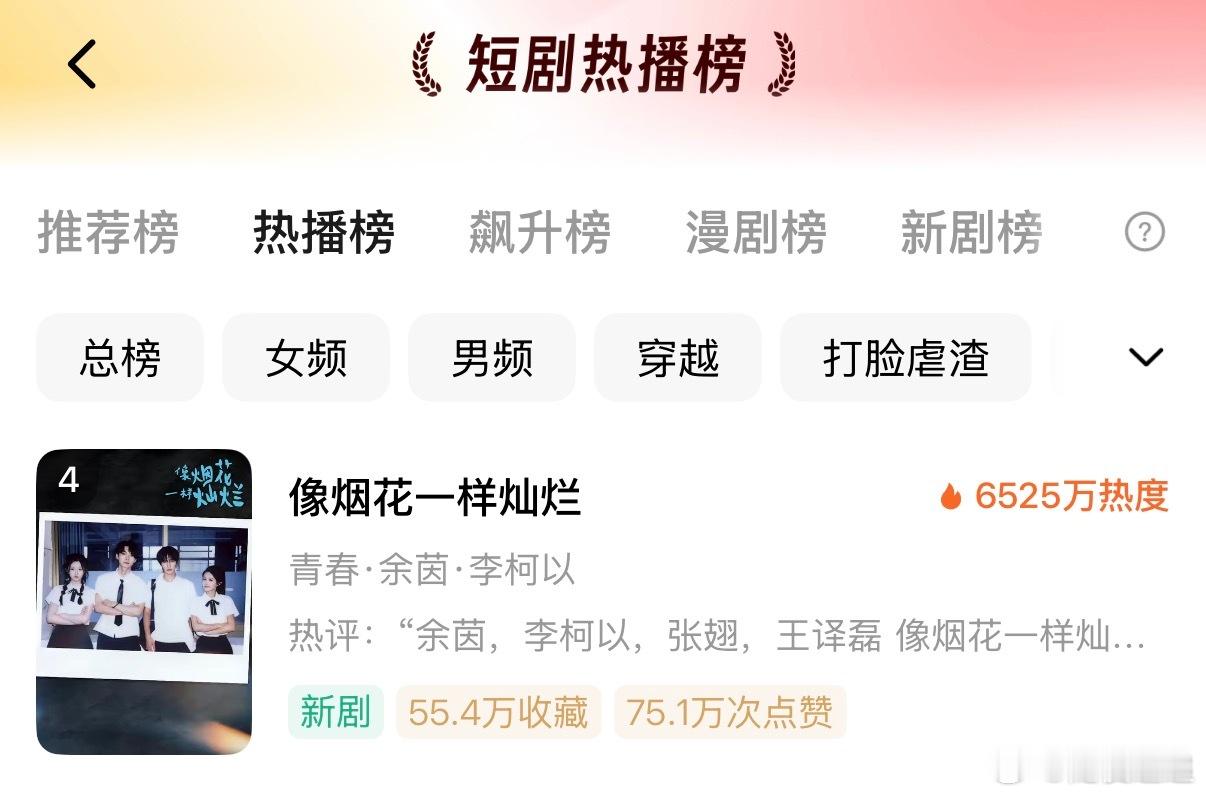 像烟花一样灿烂四头部 热度只有6525 ！ 还是提前十小时凌晨上的！ 我请问呢？