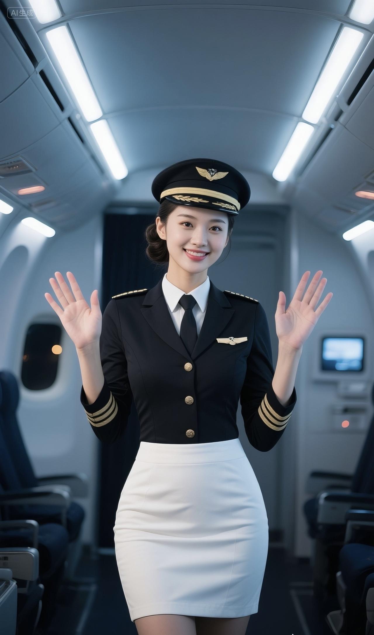 打招呼的美女空姐航空美女 清纯空姐 航司空姐