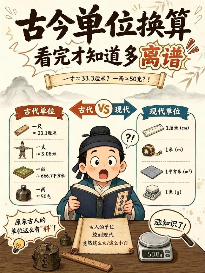 古代单位换算，看完才知道多离谱！万万没想到古人单位这么有料，看完真的涨知识了！比