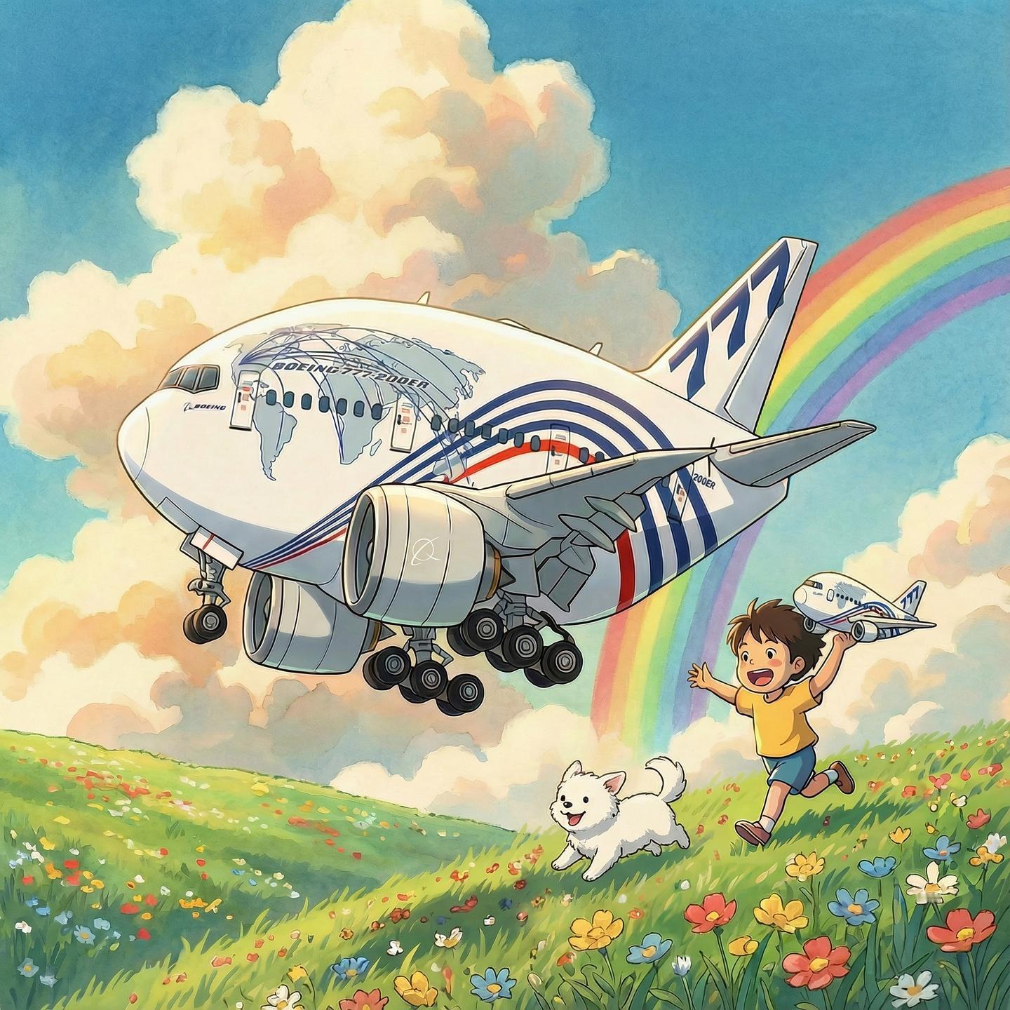 阳光明媚的下午，特别适合看飞机 Q版飞机模型波音777