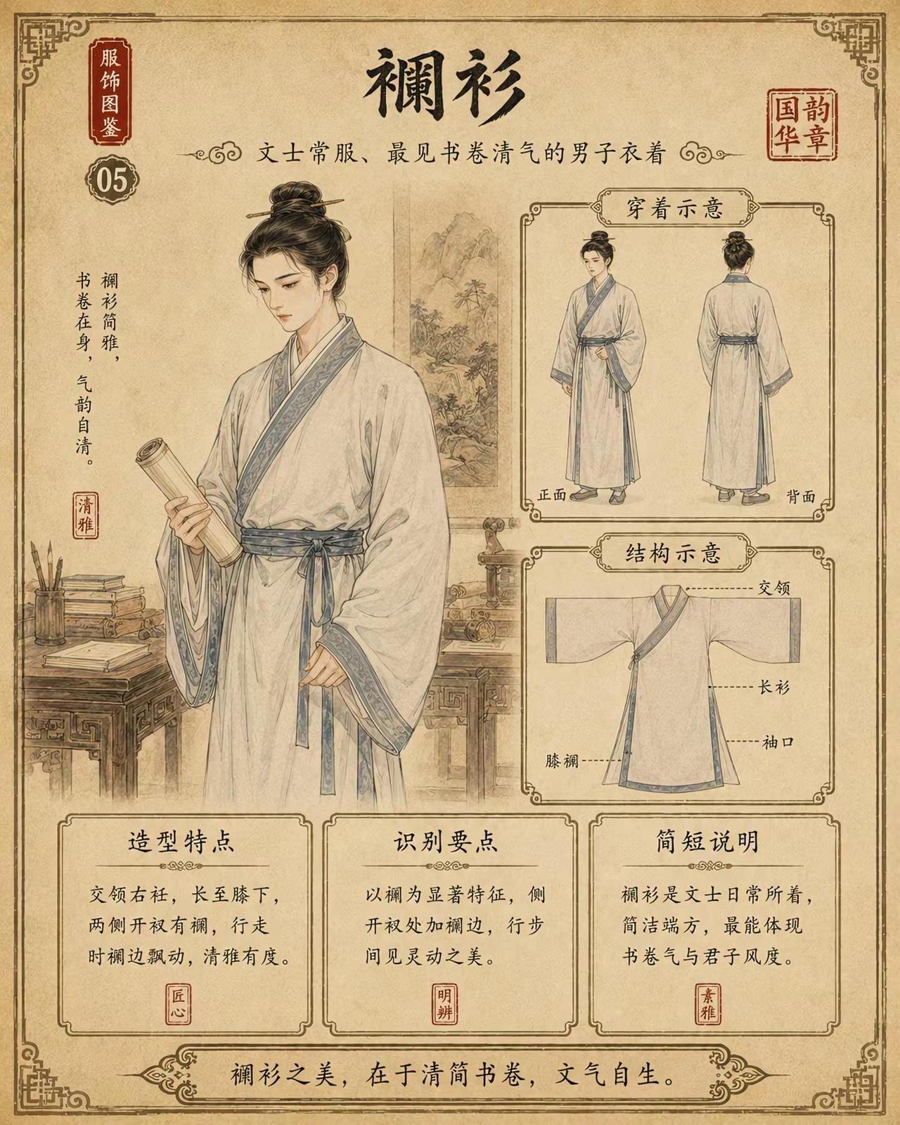 8种古代男子经典服饰。你最喜欢哪一种？曲裾，绕襟回环，古礼庄重；直裾，衣线平直，