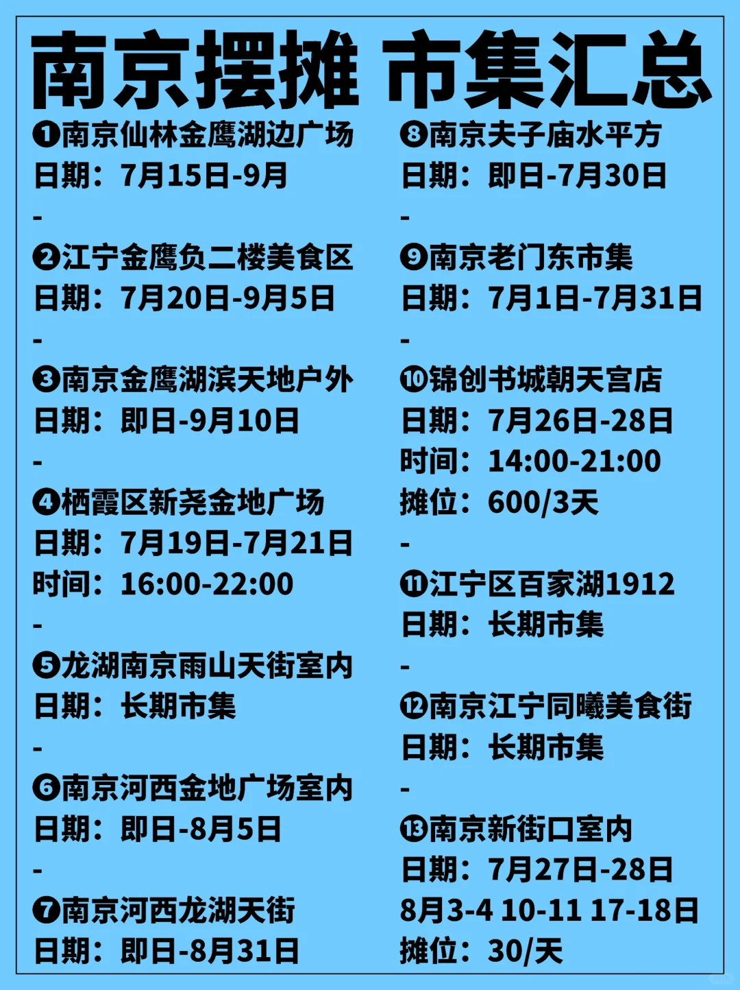 南京摆摊 市集早知道！13个集市资讯✨