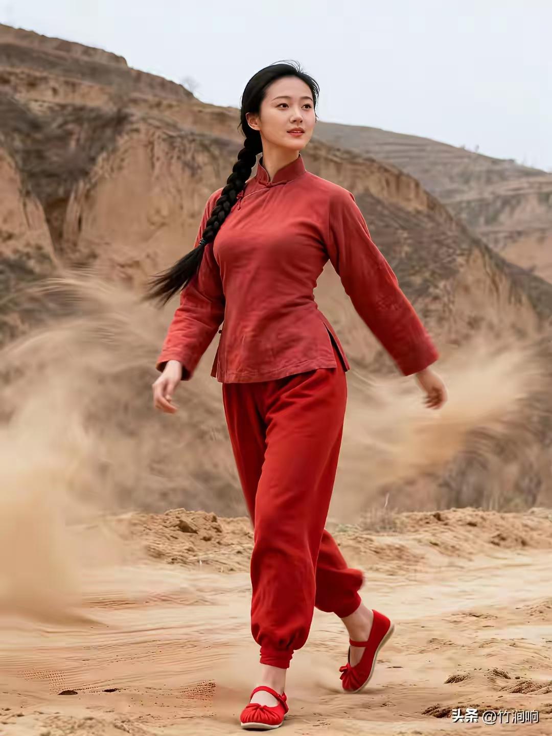 赞米脂婆姨
米脂娇女韵姿奇，
红袂飘飞笑语嬉。
辫舞麻花添可爱，
纯灵喜气映朝曦