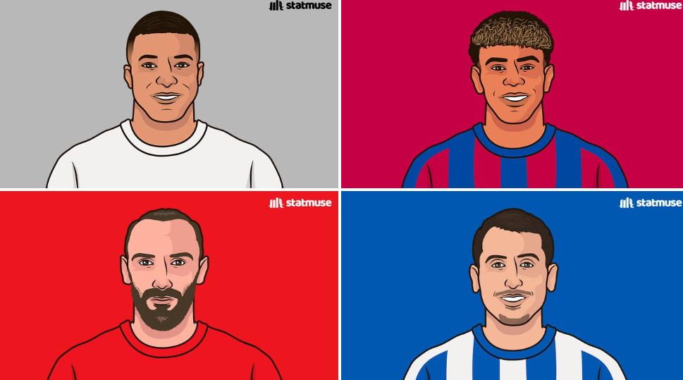 本赛季西甲参与进球15+的球员：姆巴佩、亚马尔、奥亚萨瓦尔