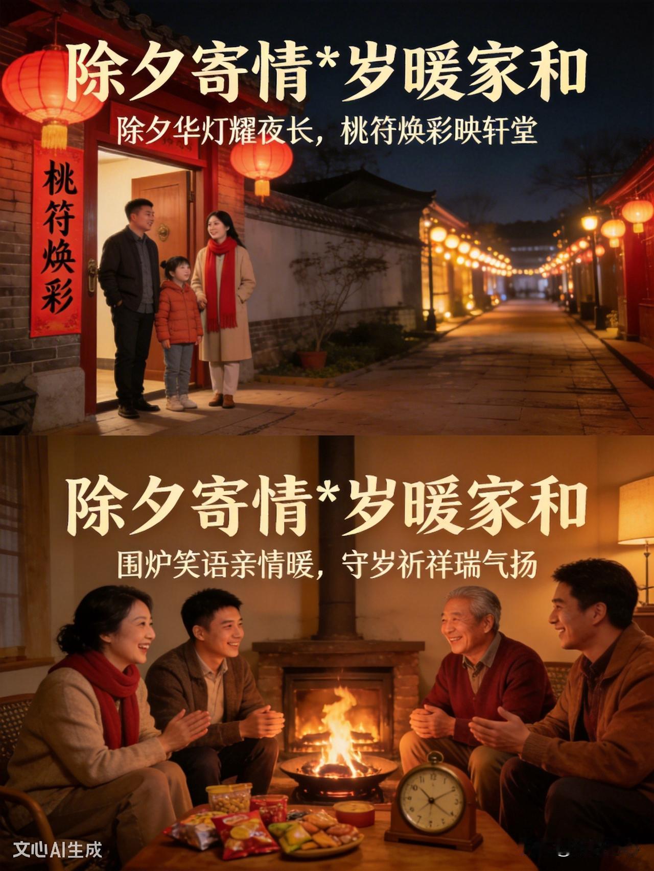 《除夕寄情·岁暖家和》乐韵诗心原创诗词:
除夕华灯映夜长，
桃符焕彩韵流芳。
围