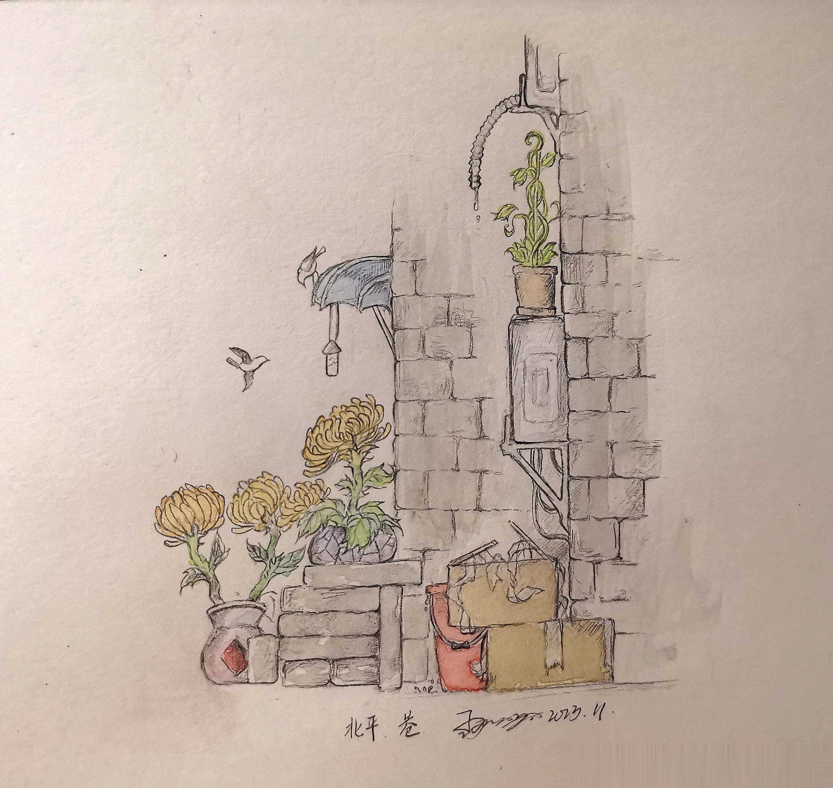 总算经过允许，欣赏和拍摄了手帐里的几幅作品。 ​​​