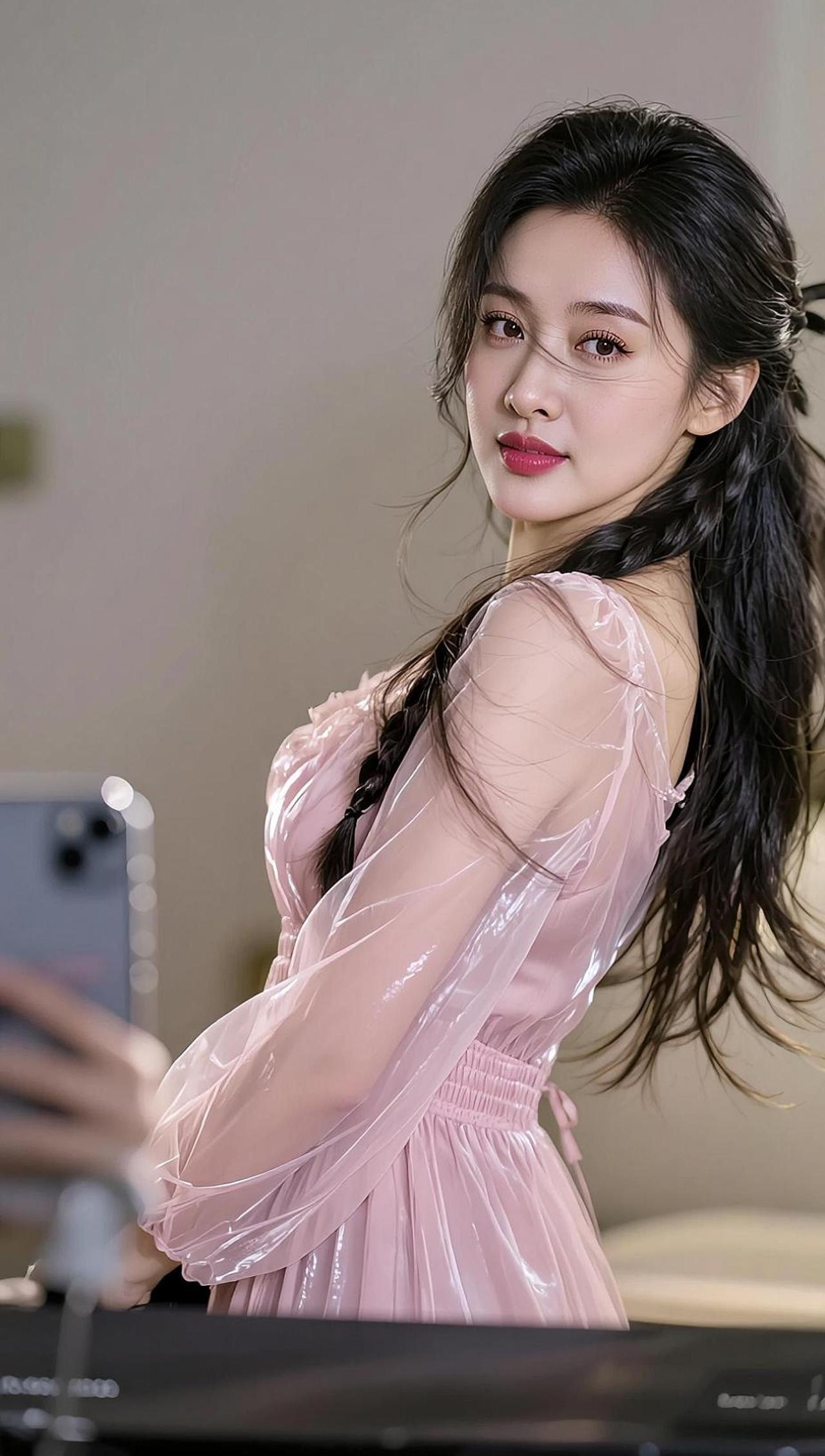 AI粉衫侧影照 随变ai随便玩 天降校花女友女主扮演者 你有多自律就有多美 迷之