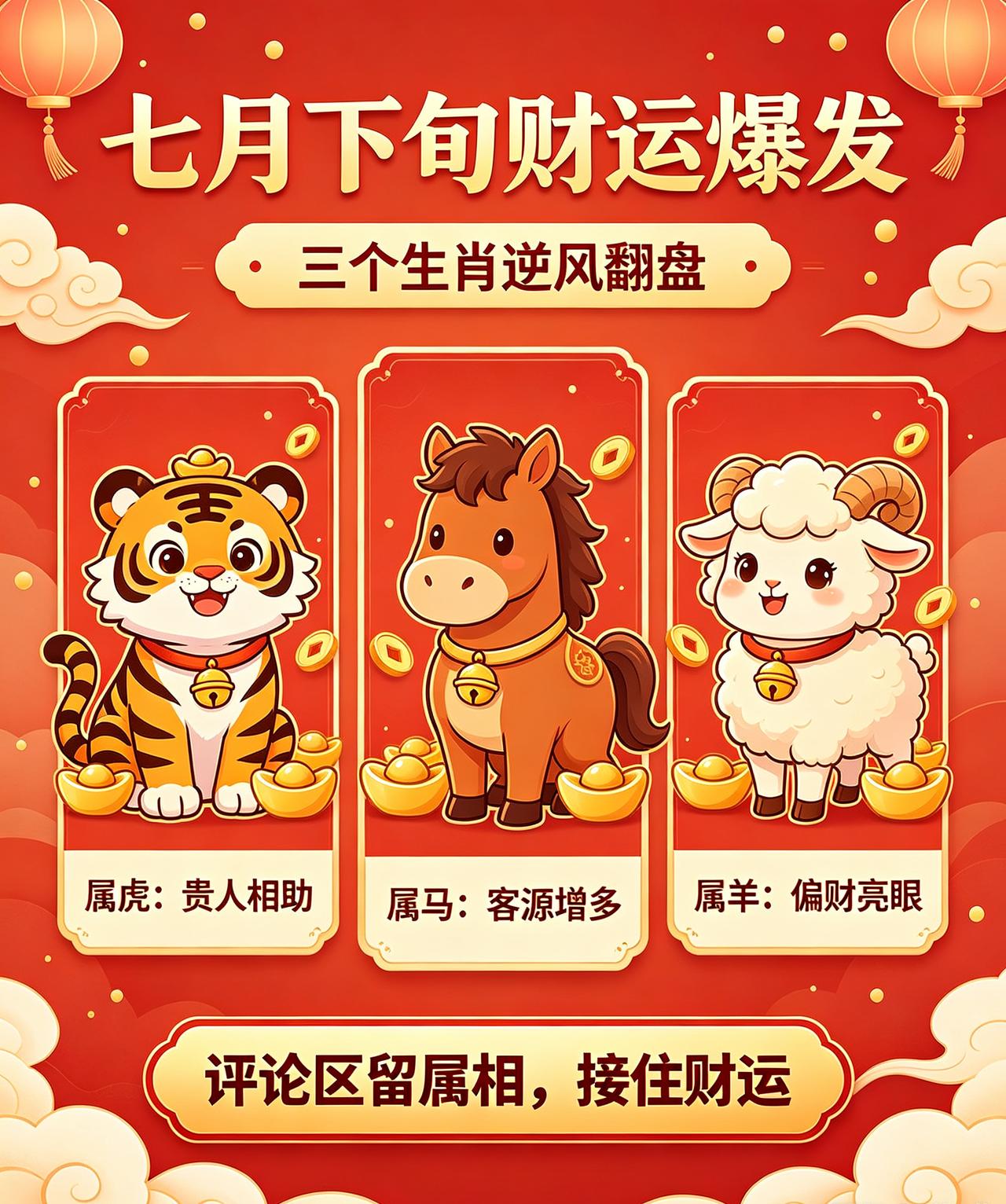 下半年逆风翻盘！
3个生肖七月下旬财运爆发，
熬完苦日子发大财！！
 
上半年不
