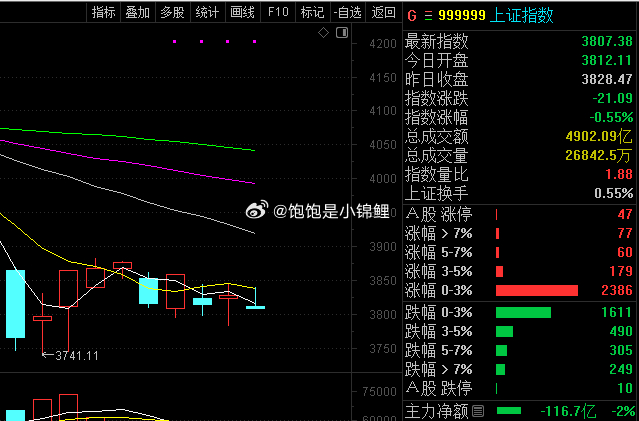 低开冲高的光脚阳线是很容易冲高回落的，这个学会了没有？现在下来是好事，但是今天得