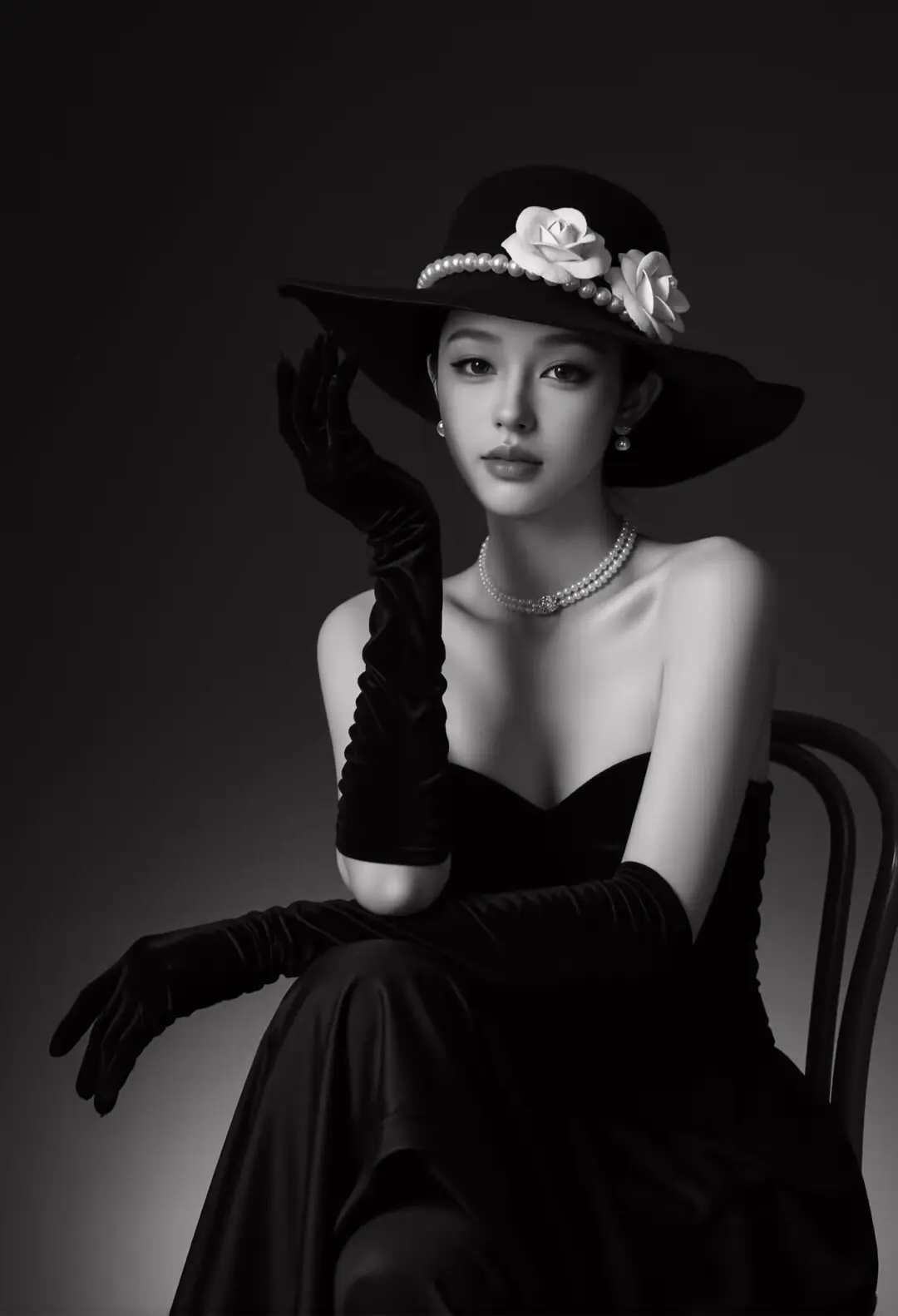 黑调御姐写真 赫本风范 赫本风穿搭 AI写真
