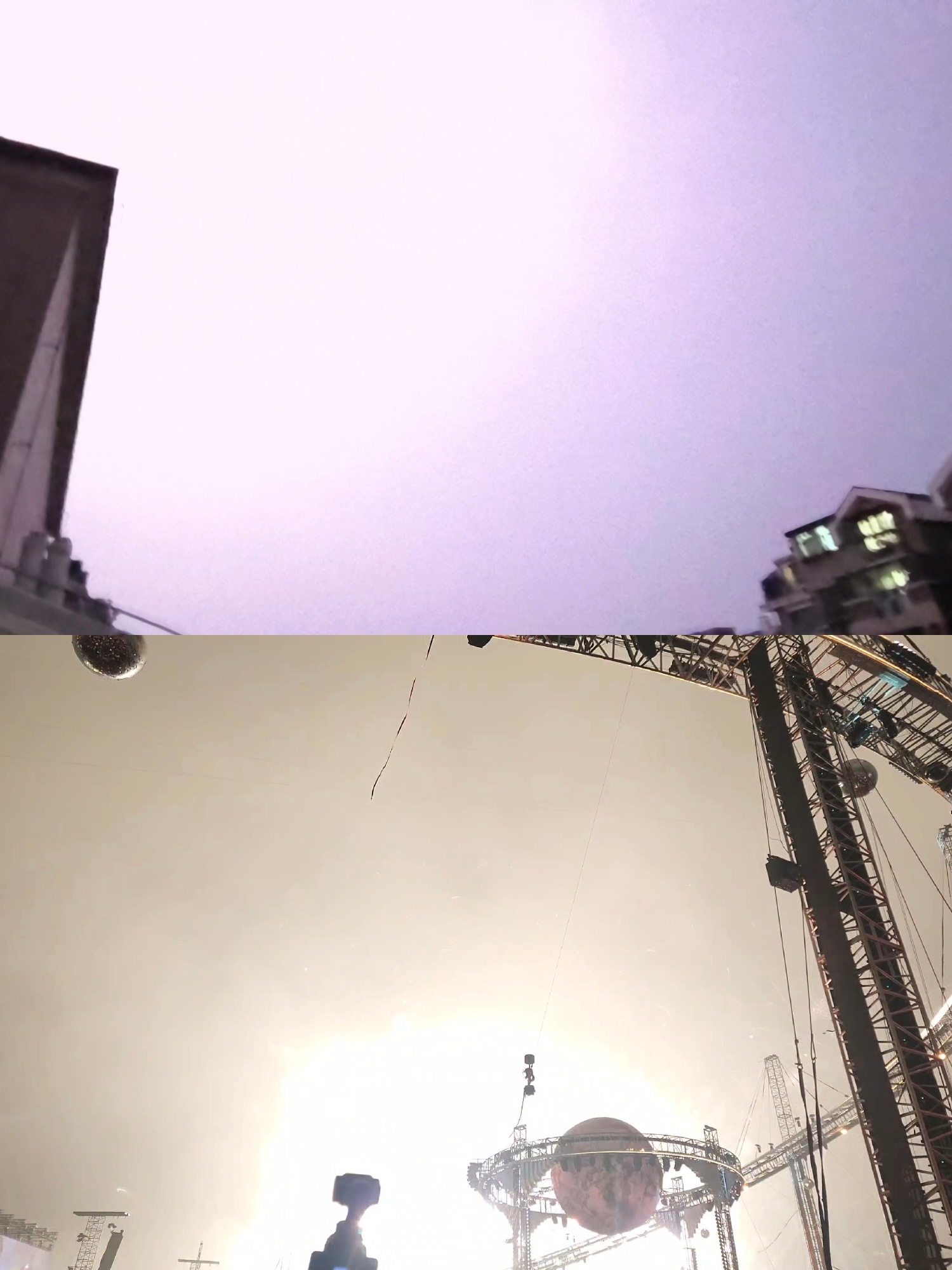 这谁能分清我家和火星演唱会？同样的闪光弹效果，一个是纯天然的闪电，一个是被烟花炮
