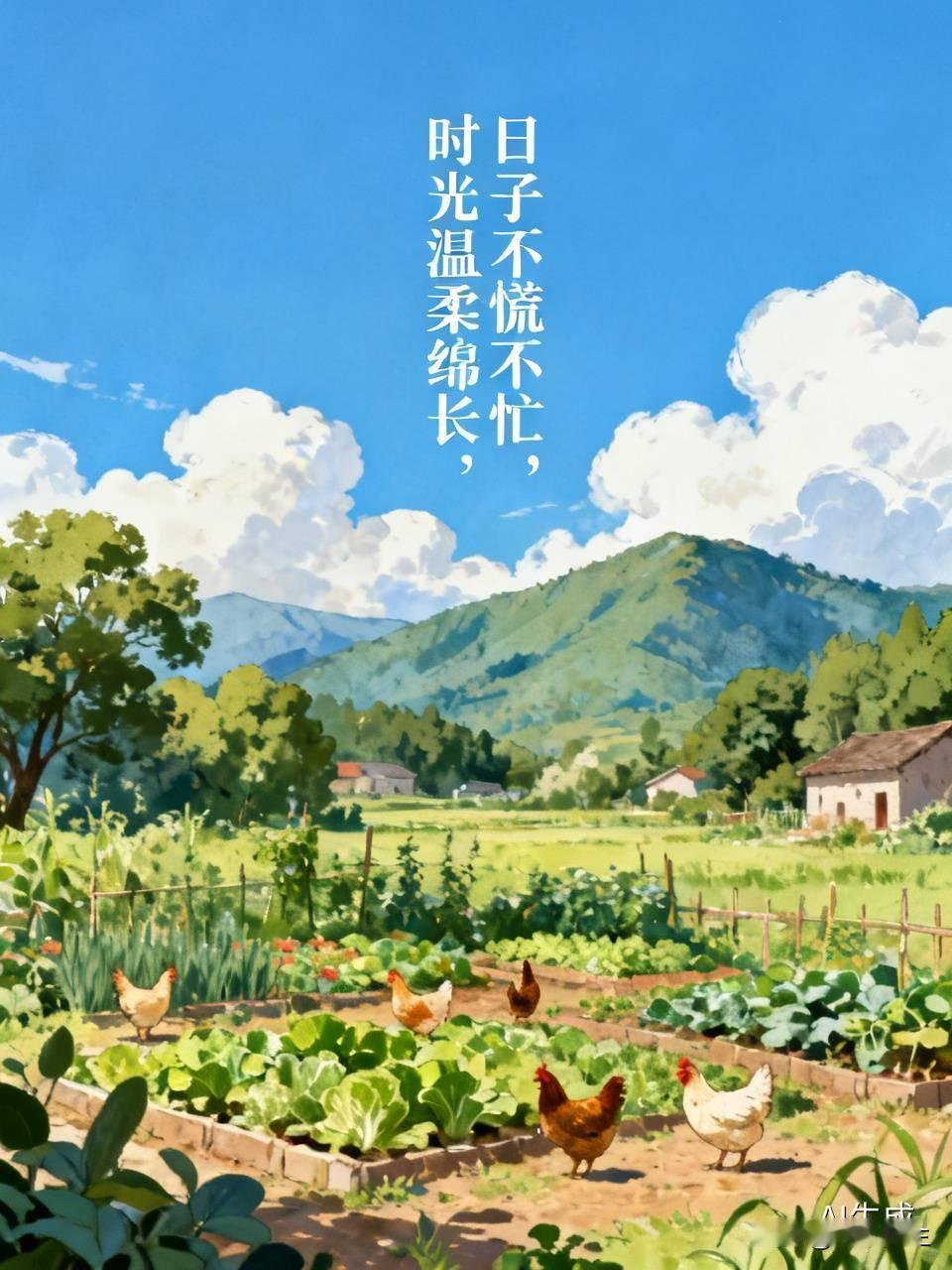 日子不慌不忙，时光温柔绵长。没有职场的奔波劳碌，没有世俗的纷纷扰扰，每日与良田草