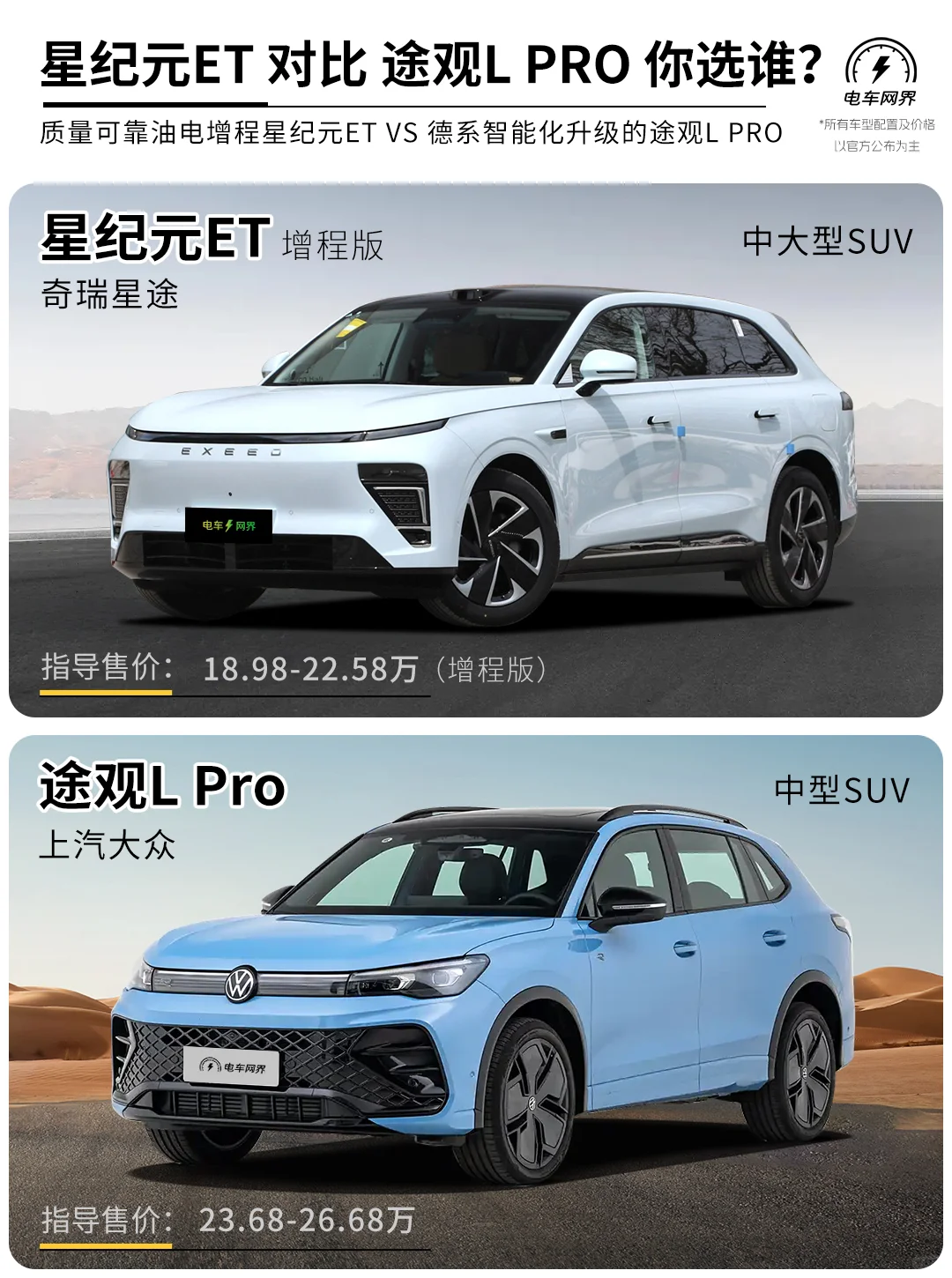 星途星纪元ET对比途观LPRO 你选谁？
