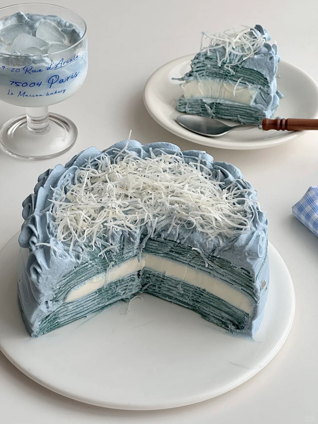 夏日甜品🌊椰奶冻千层奶油蛋糕｜免烤箱