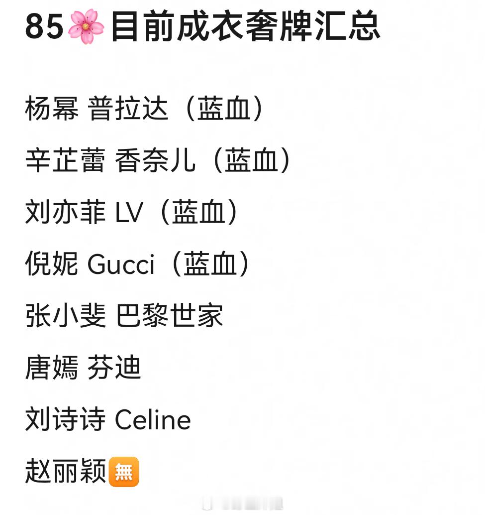 85🌸目前成衣奢牌汇总 