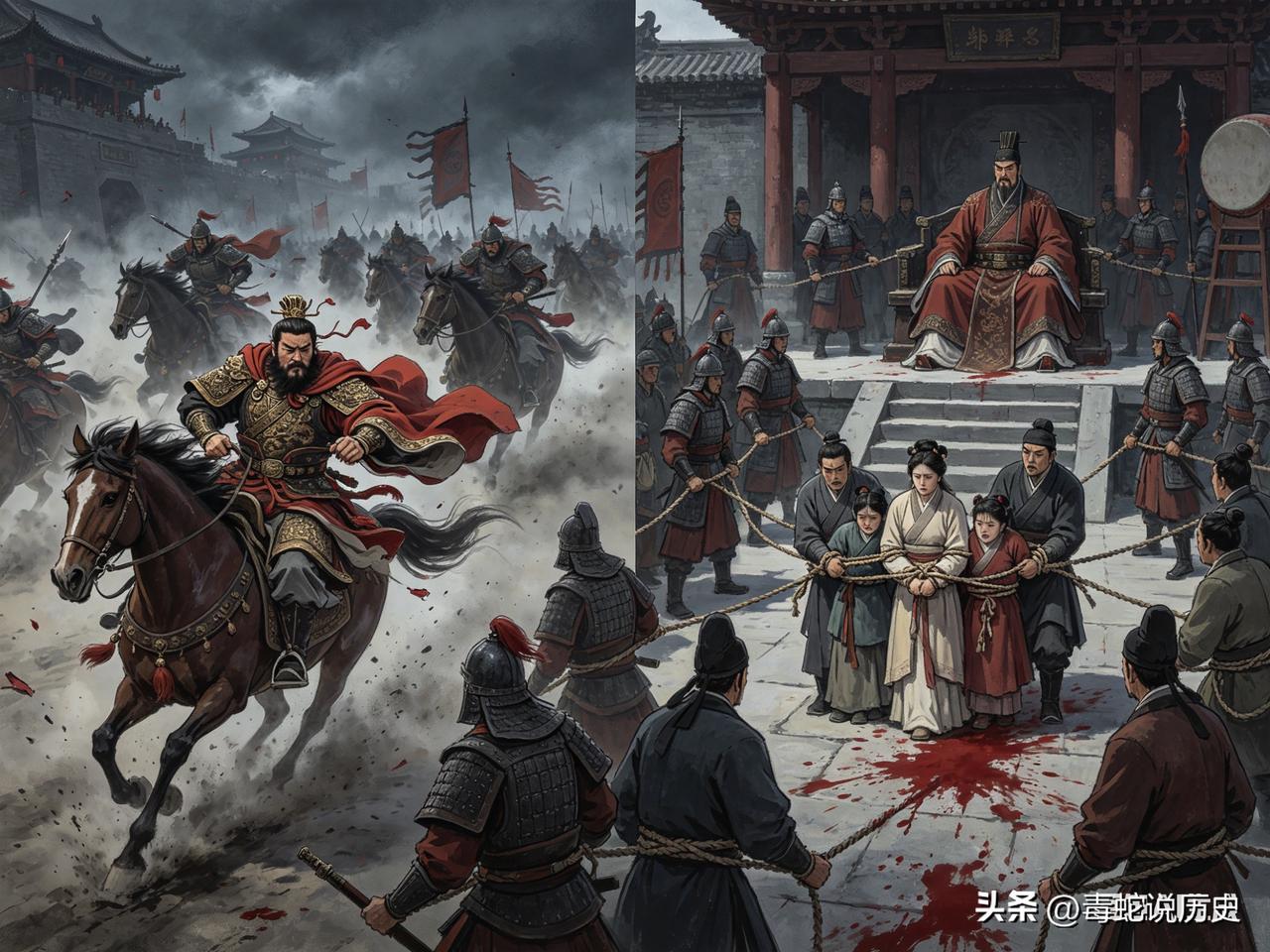 马超起兵之初真的够狠，父亲马腾带着马休、马铁等全家两百余口在邺城做人质，他却联合