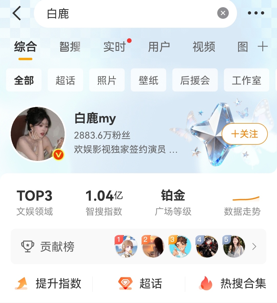 白鹿破亿！白鹿破亿了！爱奇艺尖叫之夜最火女明星！智搜指数破亿！杨幂白鹿 内场双C