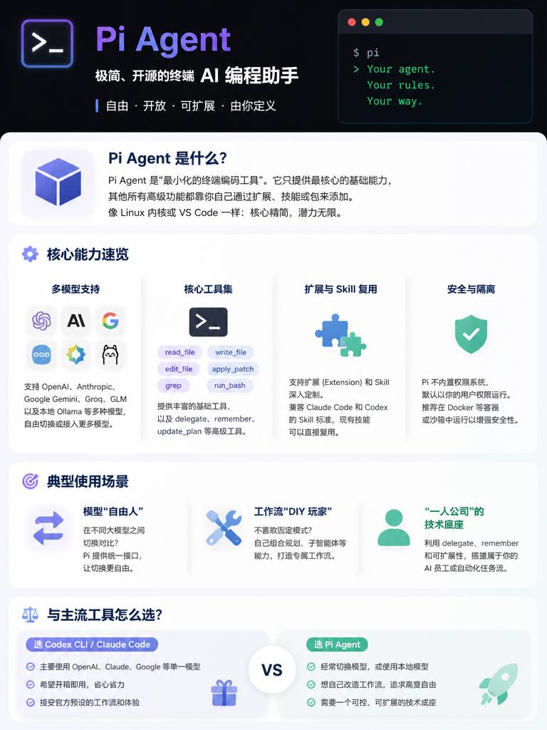 Pi Agent最小化的终端编码工具Pi 开源软件