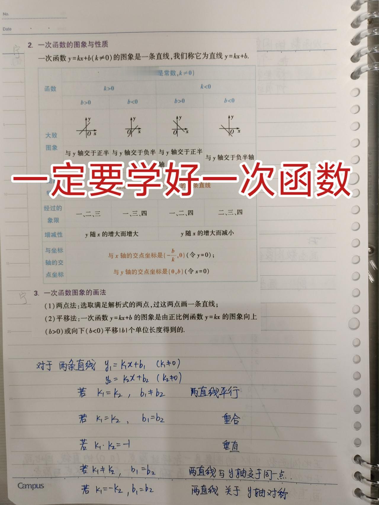 做好笔记，认真做题，归纳总结。#初中数学