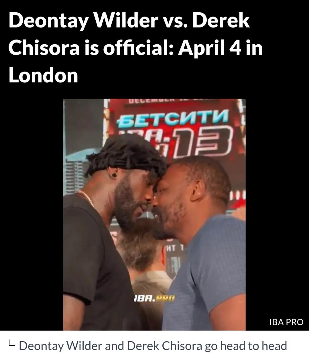 维尔德下一战正式敲定！本周日三场拳击大战一触即发！

北京时间1月31日，维尔德