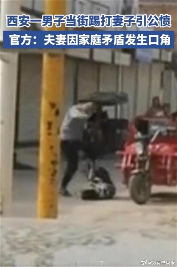 西安临潼当街踢打妻子男子被行拘 这就是舆论的力量！如果没被发到网上，打老婆在农村