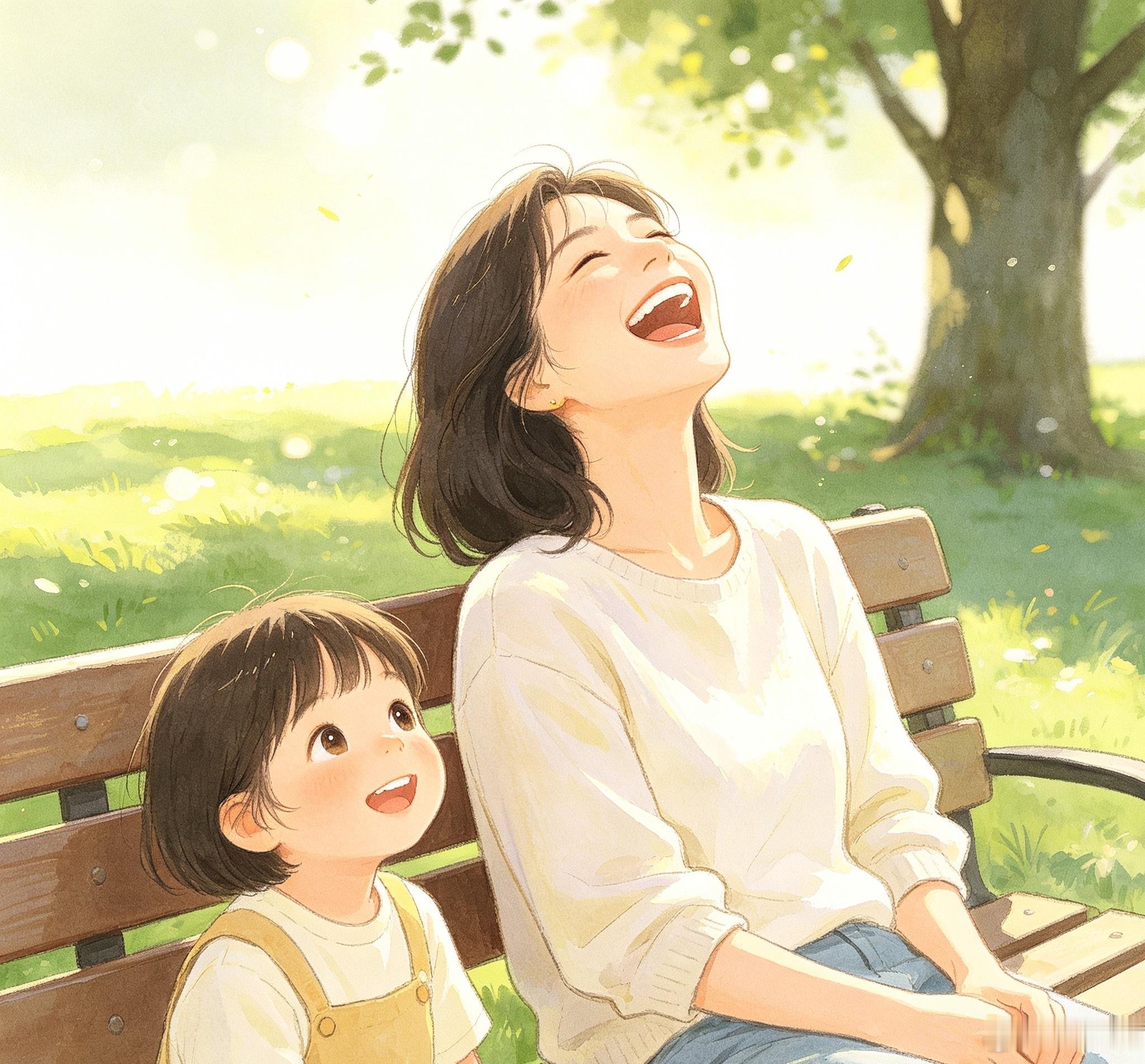 女子肝气郁结大笑获小朋友回应女子肝气郁结，试着放声大笑调节情绪，没想到收获一旁小
