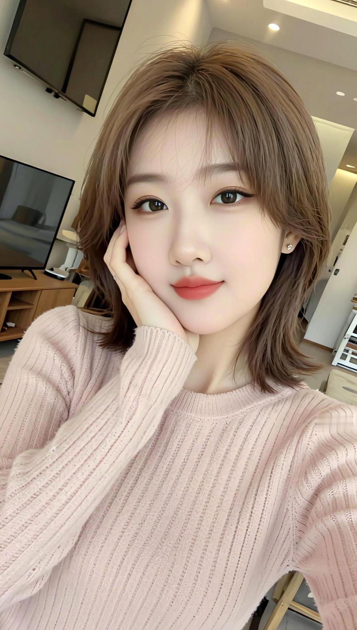 AI淡粉系自拍 抖音ai创作