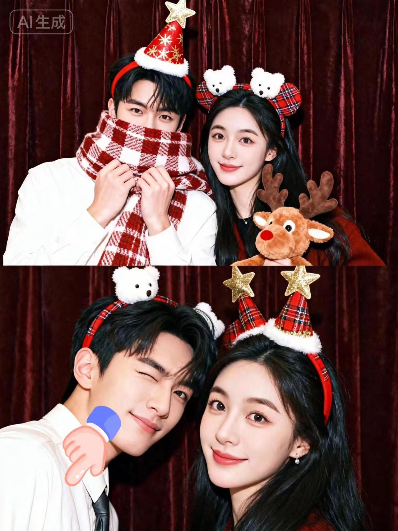 圣诞大头贴合照教程来了 圣诞情侣大头贴教程 圣诞闺蜜大头贴教程即梦ai圣诞大头贴