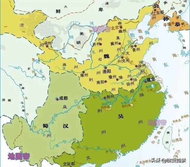 三国表面上是三分天下，实际上魏国最起码占据65%的份额，吴国大概25%，蜀汉最多