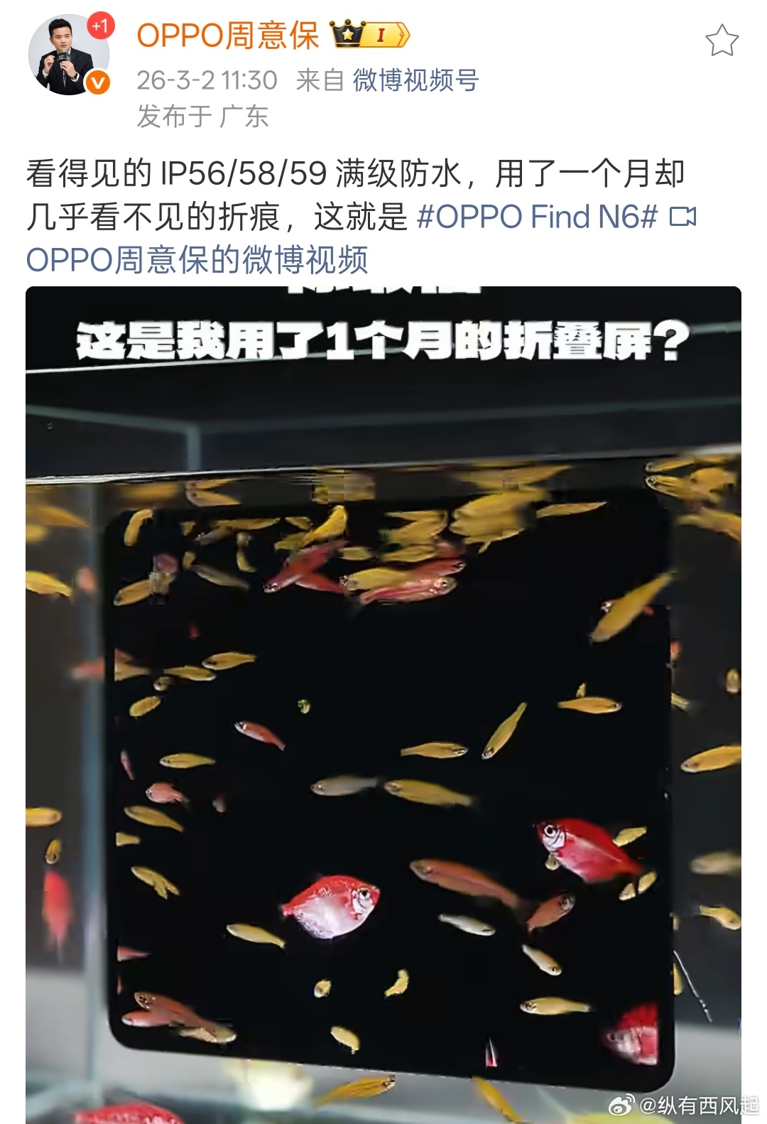 OPPO Find N6是 IP56/58/59 满级防水，防水这块彻底不用担心