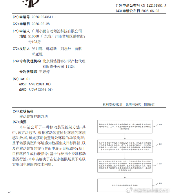 技术巡猎 小鹏汽车 移动装置控制方法---“车会自己倒车”，终于来了。还记得特斯