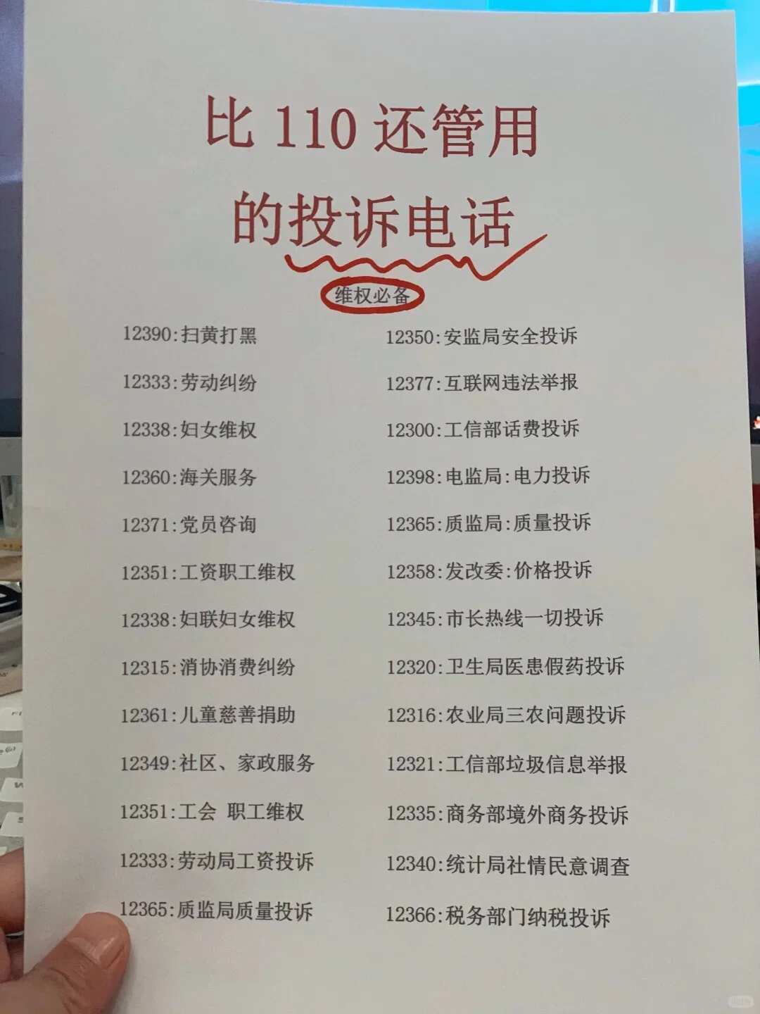 110不是万能的，无权无势请记住这些电话☎ 