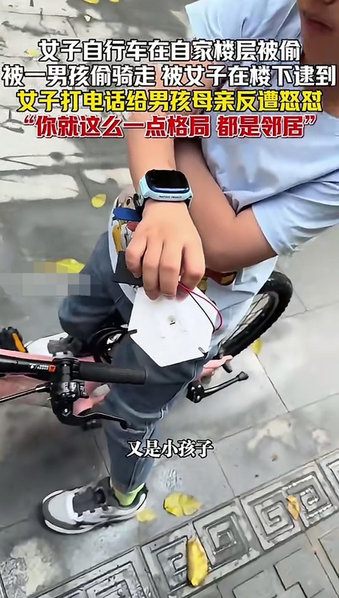“就这么点格局，大家都是邻居”，自家小孩未经他人同意，骑走另一栋居民的自行车，人