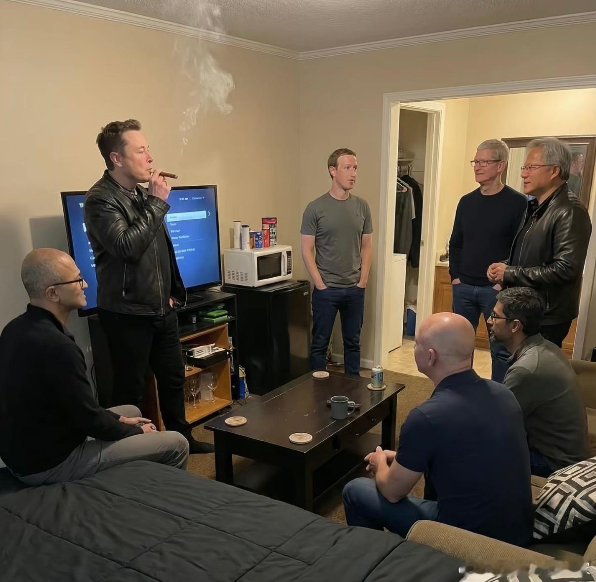 这些人的资产能不能抵一个国家马斯克库克黄仁勋等进入会谈现场