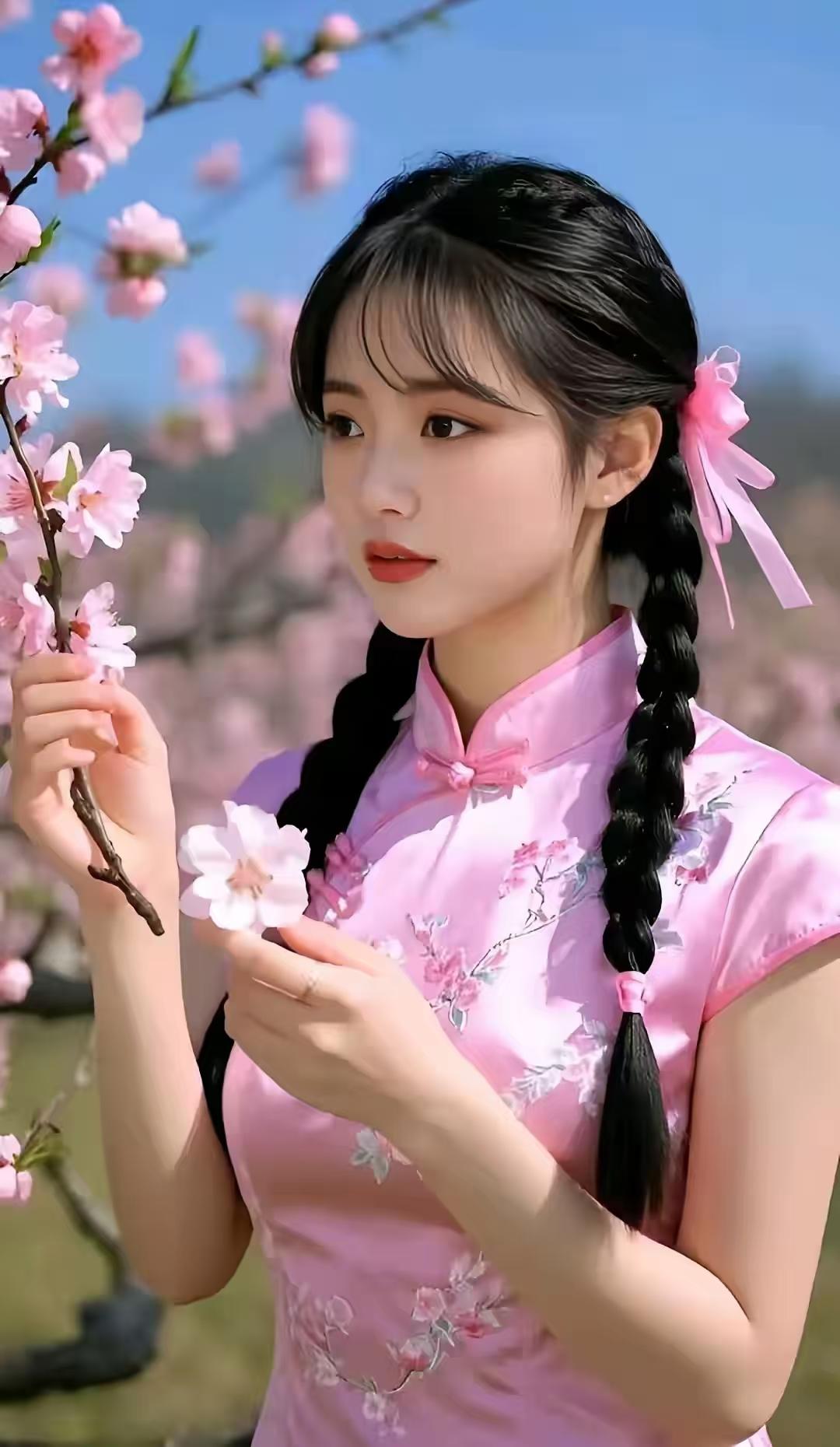 天净沙·农家女
从容笑映眉弯，
雨鬟风鬓娇颜。
未施粉脂自然。
似花人面，
宛如