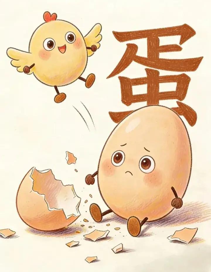 小蛋壳小鸡，真调皮！看图猜词语，开心快乐，这个小鸡🐥都飞起来了。什么词语呢？