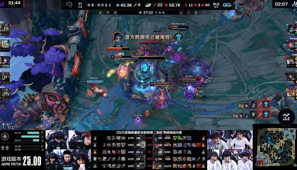 【2025LPL第二赛段 BLG 2-0 TT】BLG大优势碾压拿下胜利BLG对