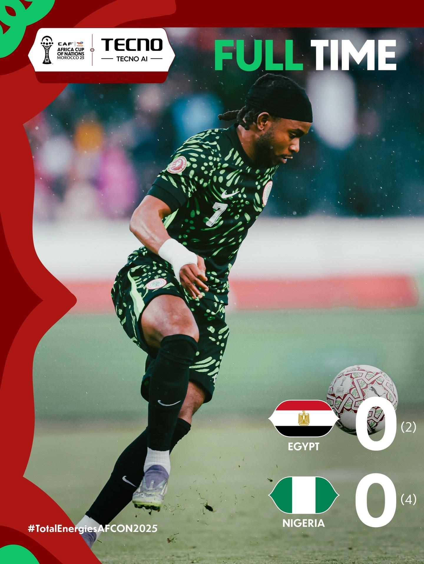 【🥉】 非洲杯 ：尼日利亚通过点球大战4：2（常规时间0：0）战胜埃及队队，获