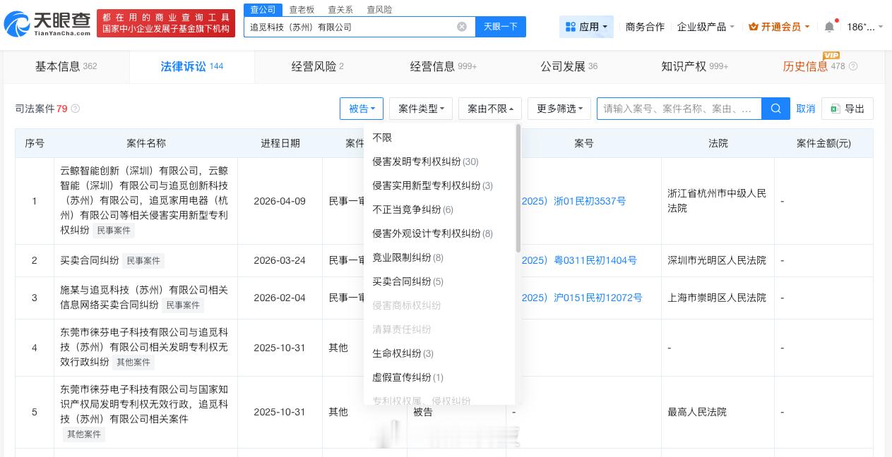 【俞浩近期起诉东方财富名誉侵权追觅科技涉多起纠纷】据报道，近日，追觅CEO俞浩连