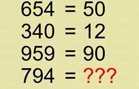 来挑战数字解谜啦！这里有四组神奇等式：654 对应 50、340 对应 12、9