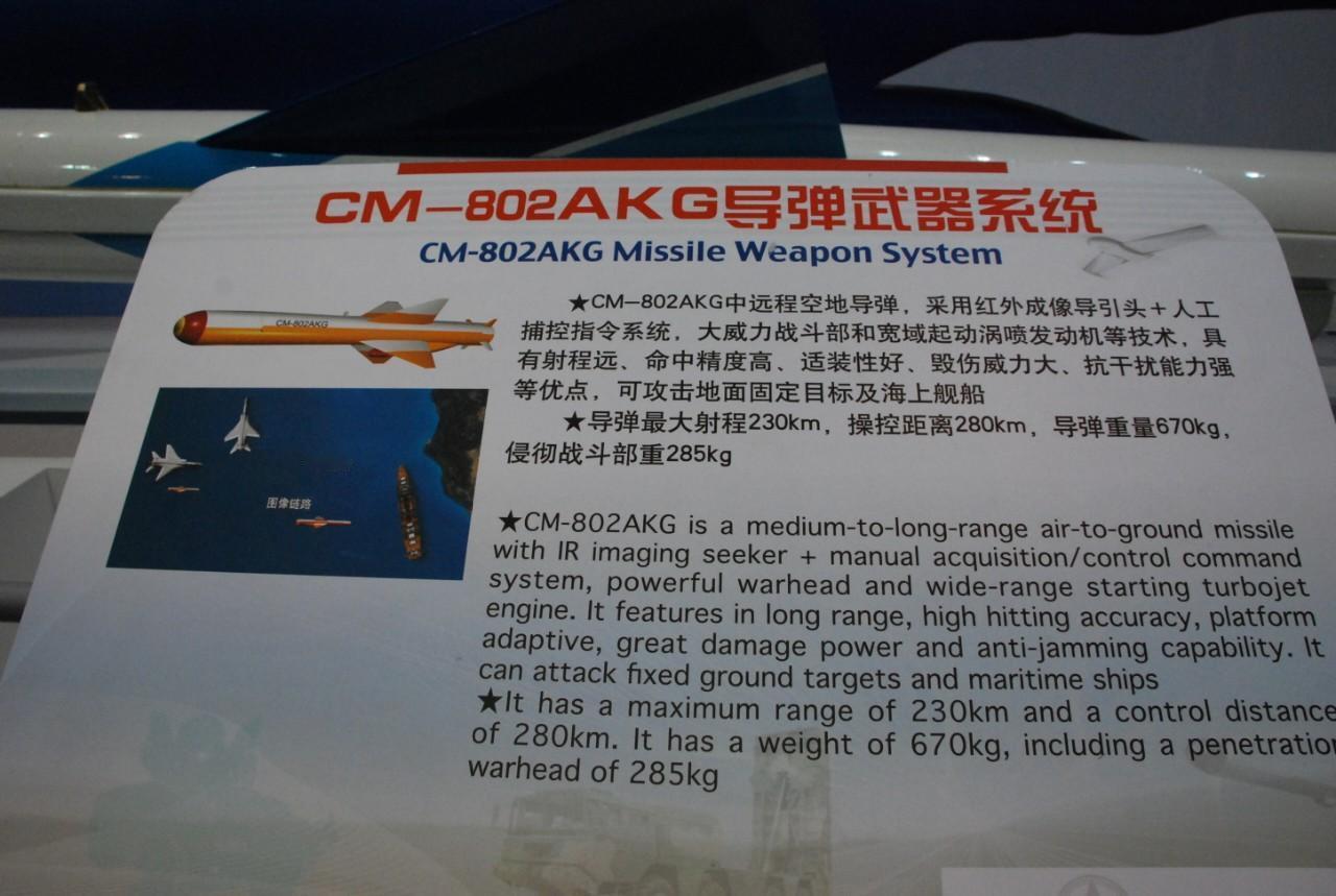 枭龙的利爪：CM-802AKG空对地导弹性能数据

CM-802AKG空对地导弹