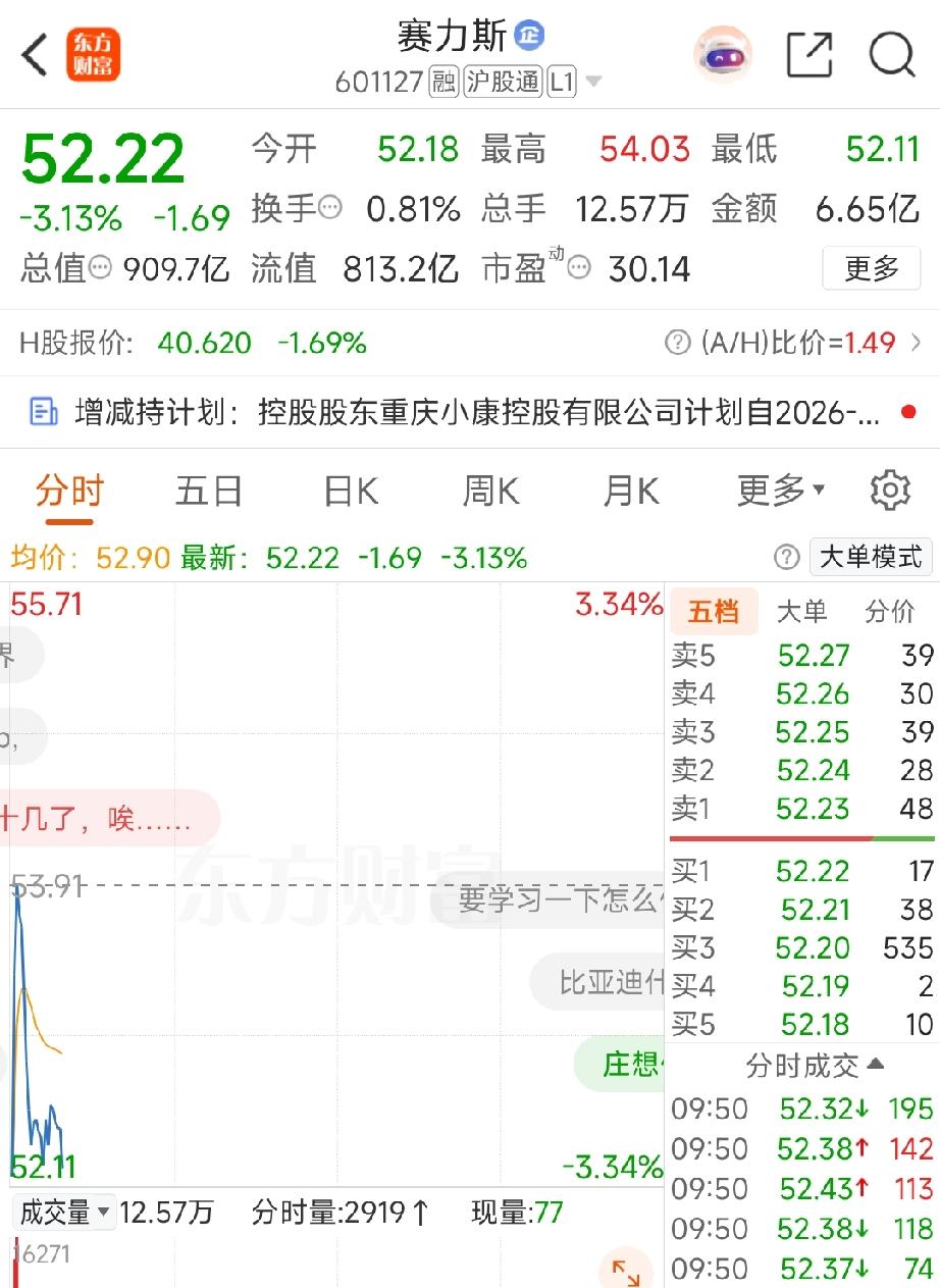 我能骂人吗？赛力斯，你到底想干啥？你看看人家比亚迪，都涨了快三个点了，小米也飘红