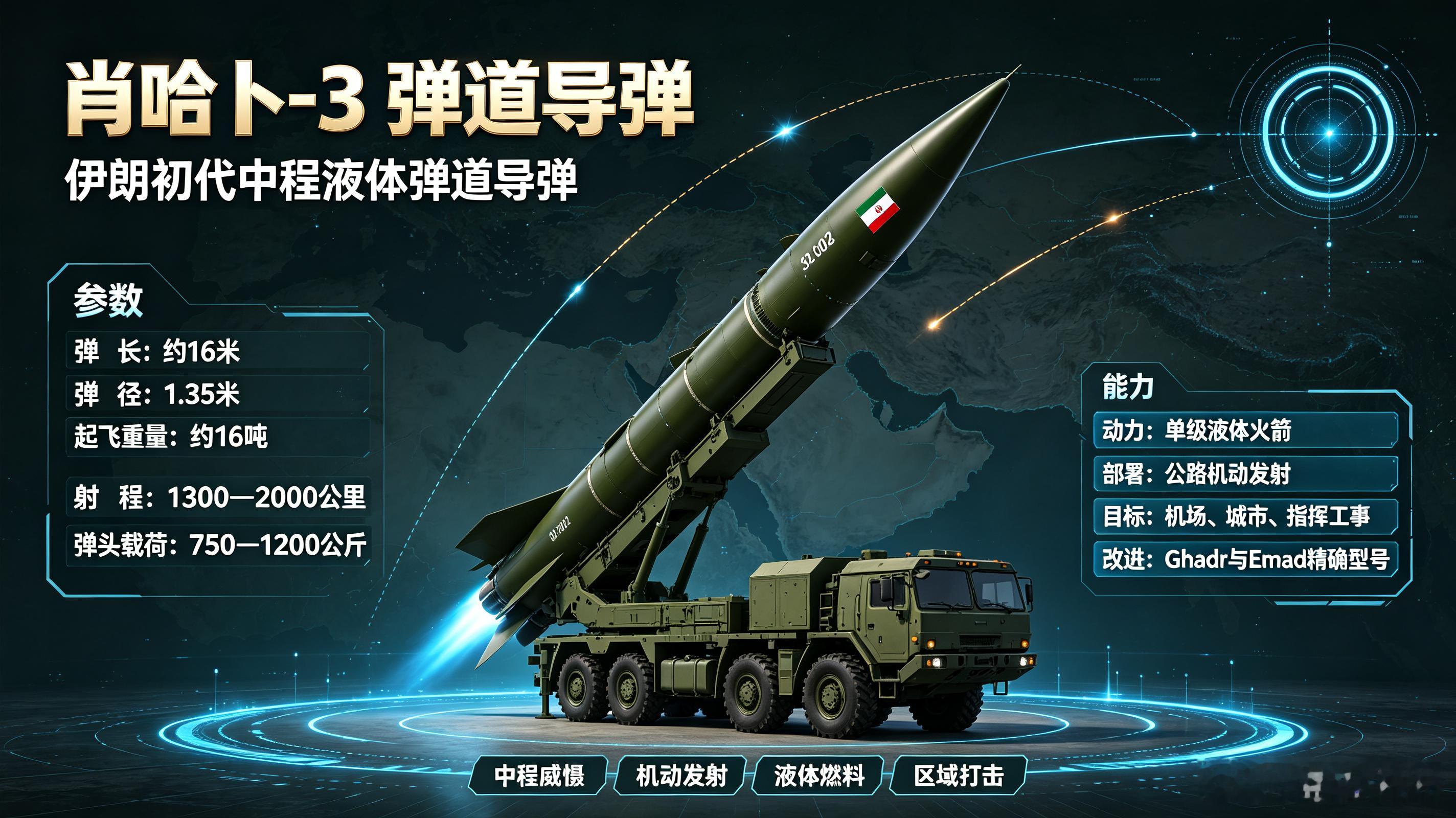 每天认识一件兵器——“肖哈卜-3”（Shahab-3）中程弹道导弹今天聊聊伊朗“