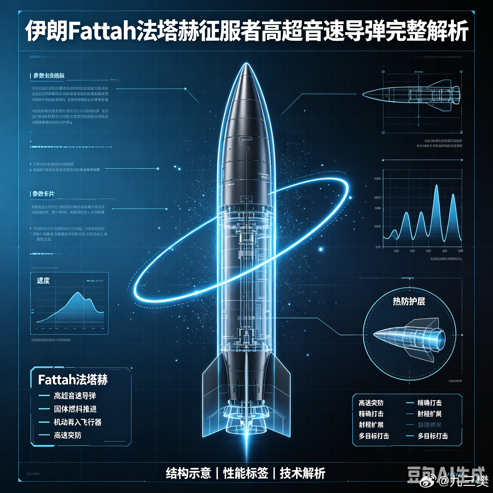 军事ai新视野 伊朗 Fattah 法塔赫（征服者）高超音速导弹ai热力追踪 波
